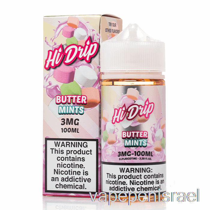 חד פעמי Vape Israel Butter Mints - נוזלי E-hi-drip - 100 מ"ל 6 מ"ג